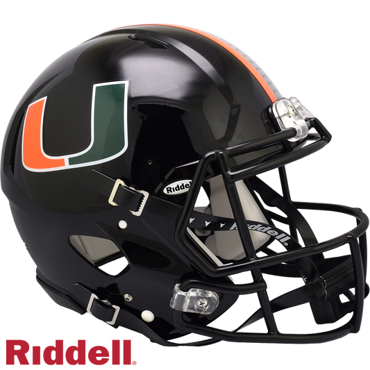 Miami Hurricanes Black F/S Authentic Football Helmet