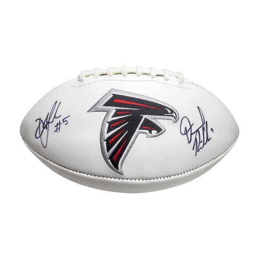 Desond Ridder/Drake London signed Falcons Logo Football-BAS