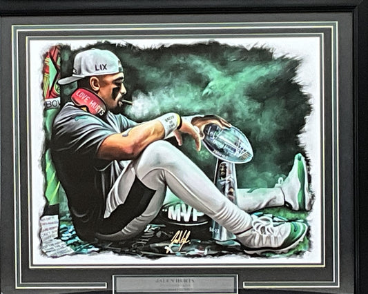 Jalen Hurts SB Cigar Spector Art Photo Framed