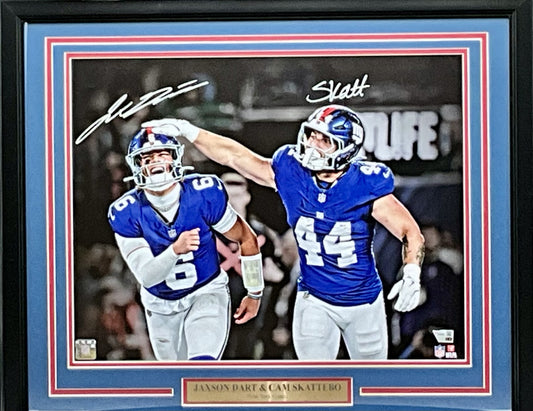 Jaxson Dart & Cam Skattebo NY Giants Autographed 16x20 Photo Framed