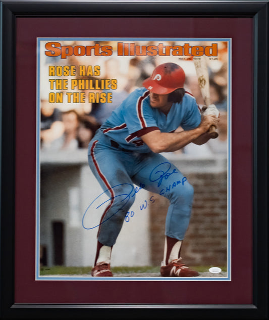 Pete Rose Philadelphia Phillies Autographed "SI Cover" 16x20 Photo Framed