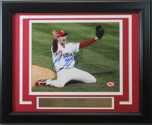 Brad Lidge Philadelphia Phillies Autographed 8x10 "Knee" Photo Framed