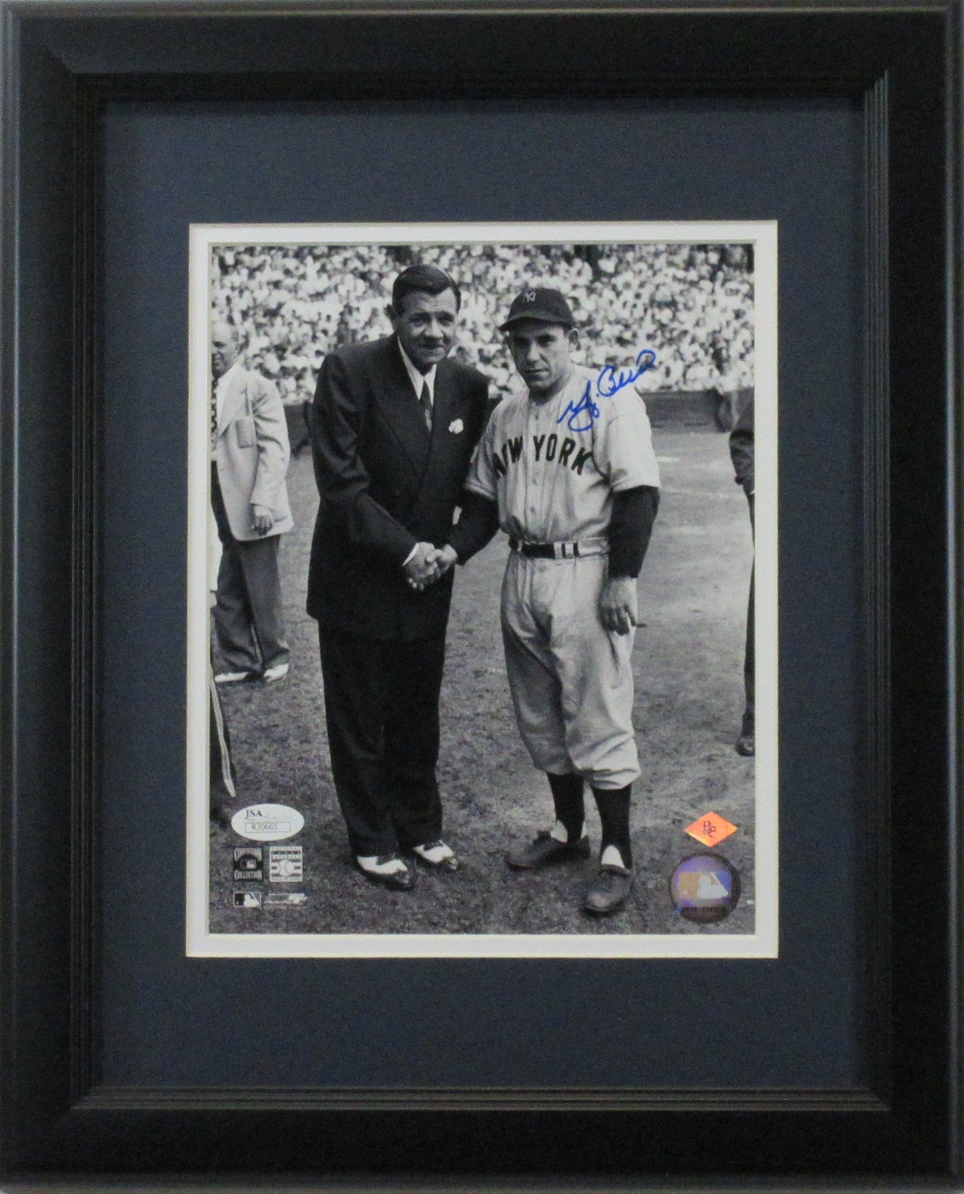 Yogi Berra Autographed 8x10 Babe Ruth Photo Framed - Sports