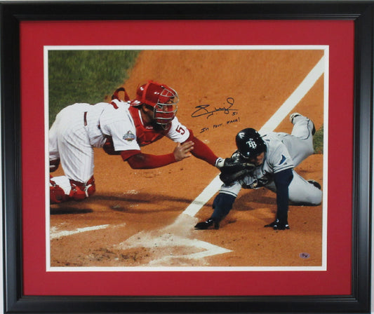 Carlos Ruiz Autographed 16x20 "WS Tag" Photo Framed