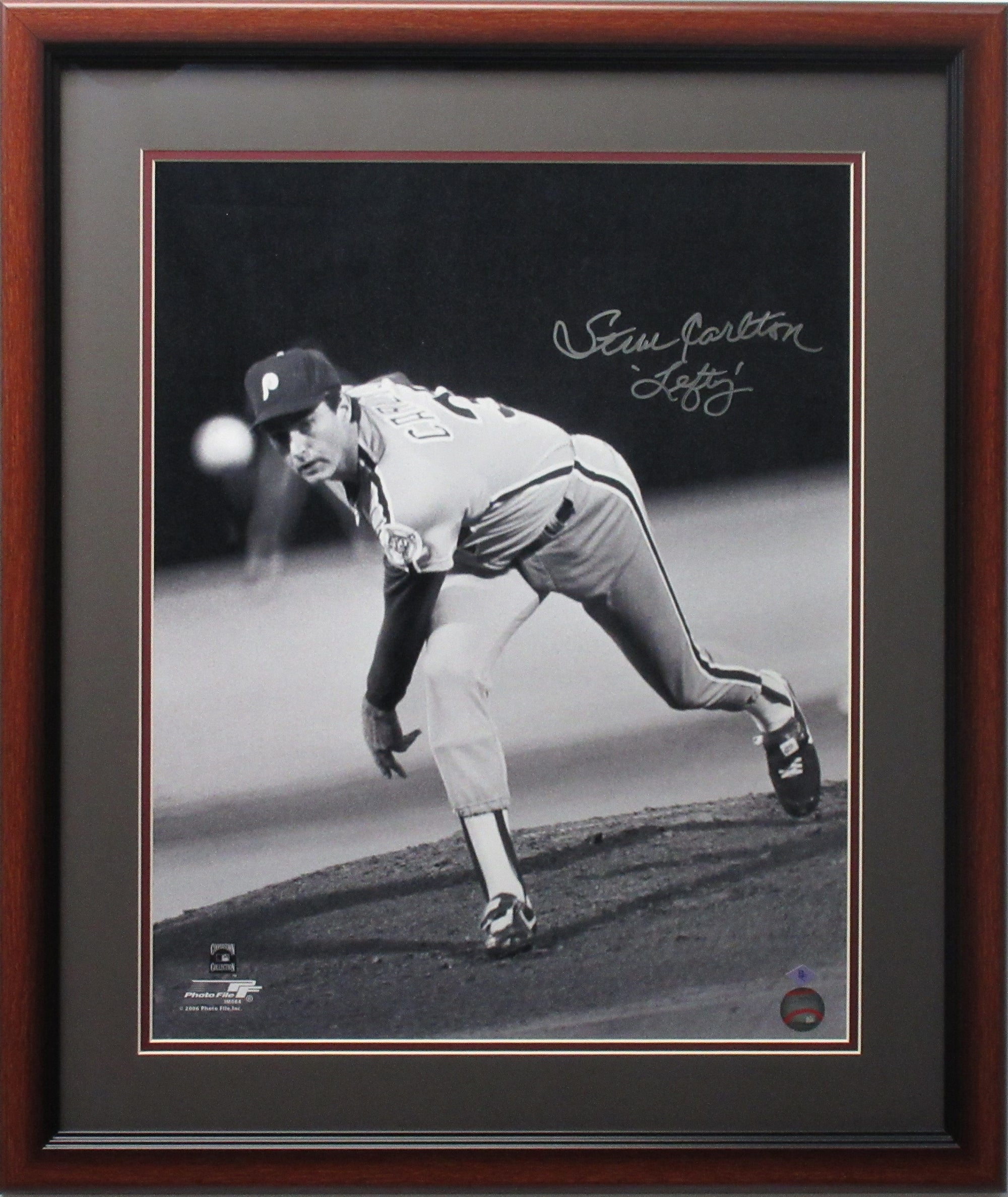 Steve Carlton Autographed and Framed Blue Phillies Jersey