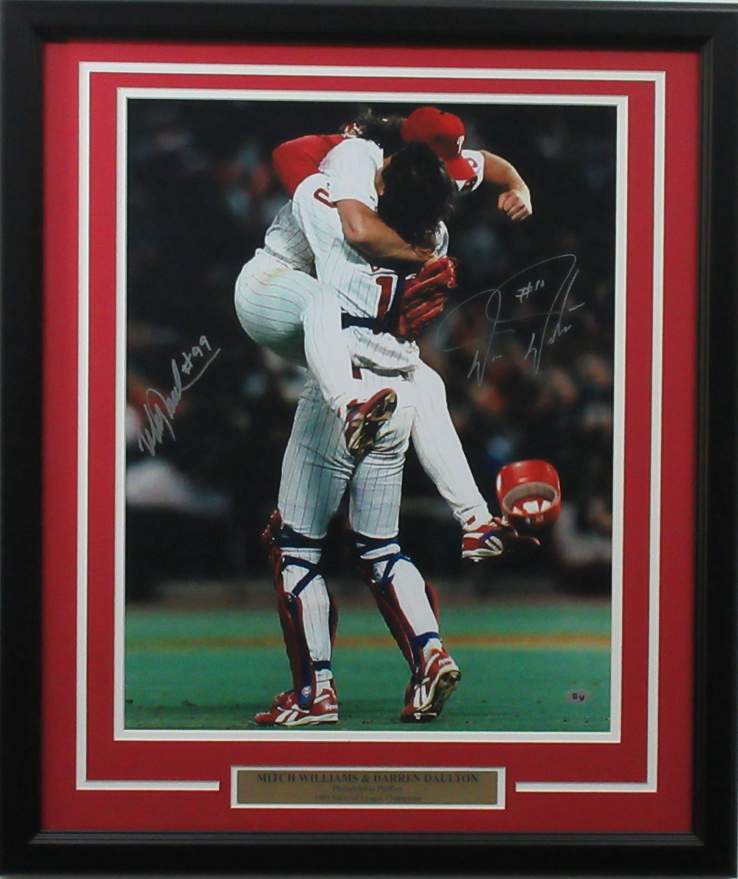 Darren Daulton & Mitch Williams 16x20 Autographed 1993 NL Champs Celebration photo framed