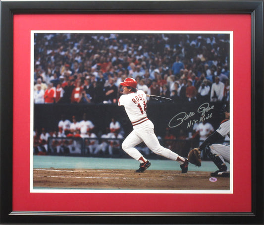 Pete Rose 16x20 Autographed  Cincinnati Reds "Record Breaker" Photo Framed