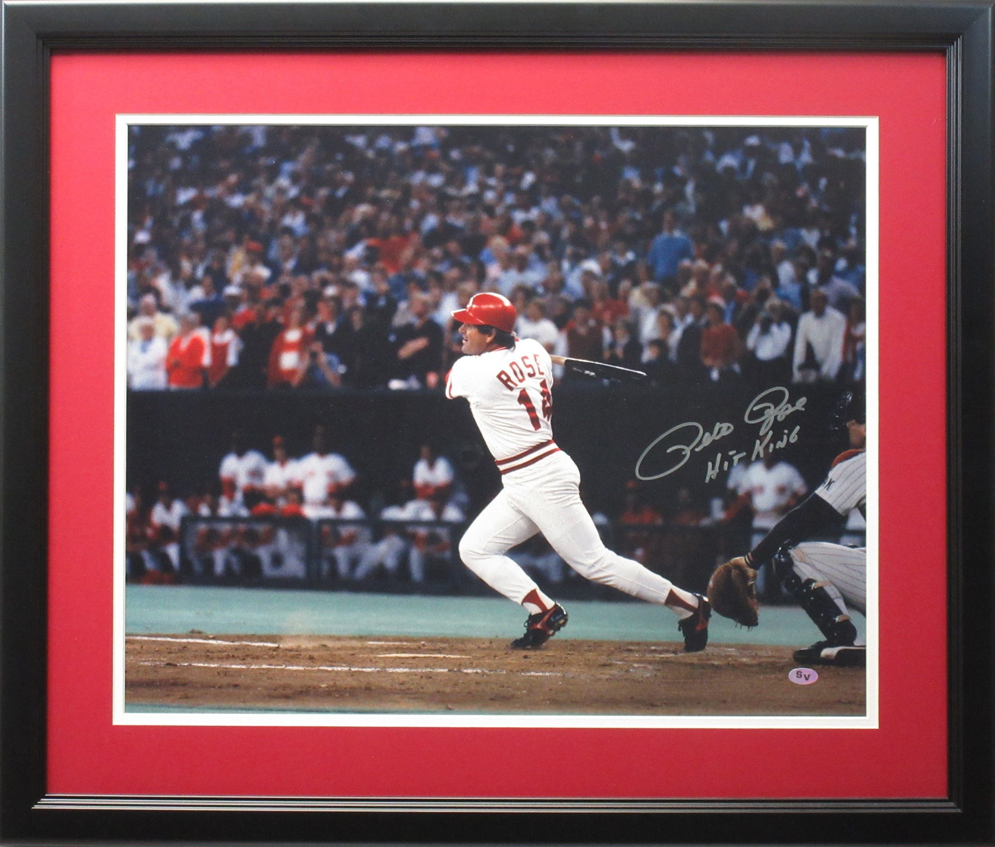 Pete Rose 16x20 Autographed  Cincinnati Reds "Record Breaker" Photo Framed
