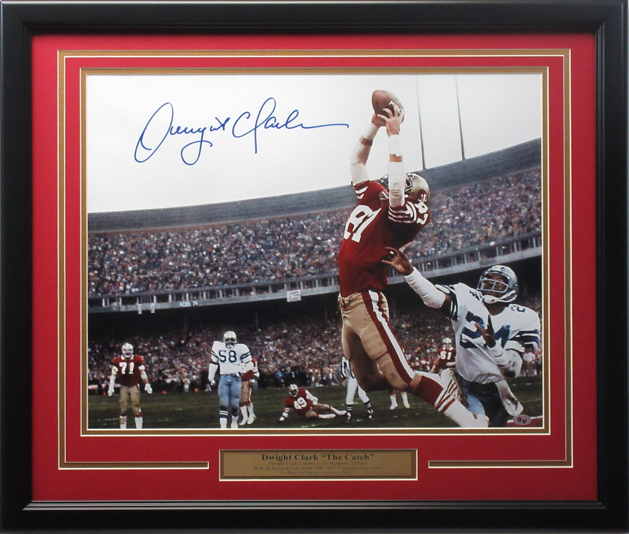 Dwight Clark Autographed 16x20 San Francisco 49ers "The Catch" Photo Framed