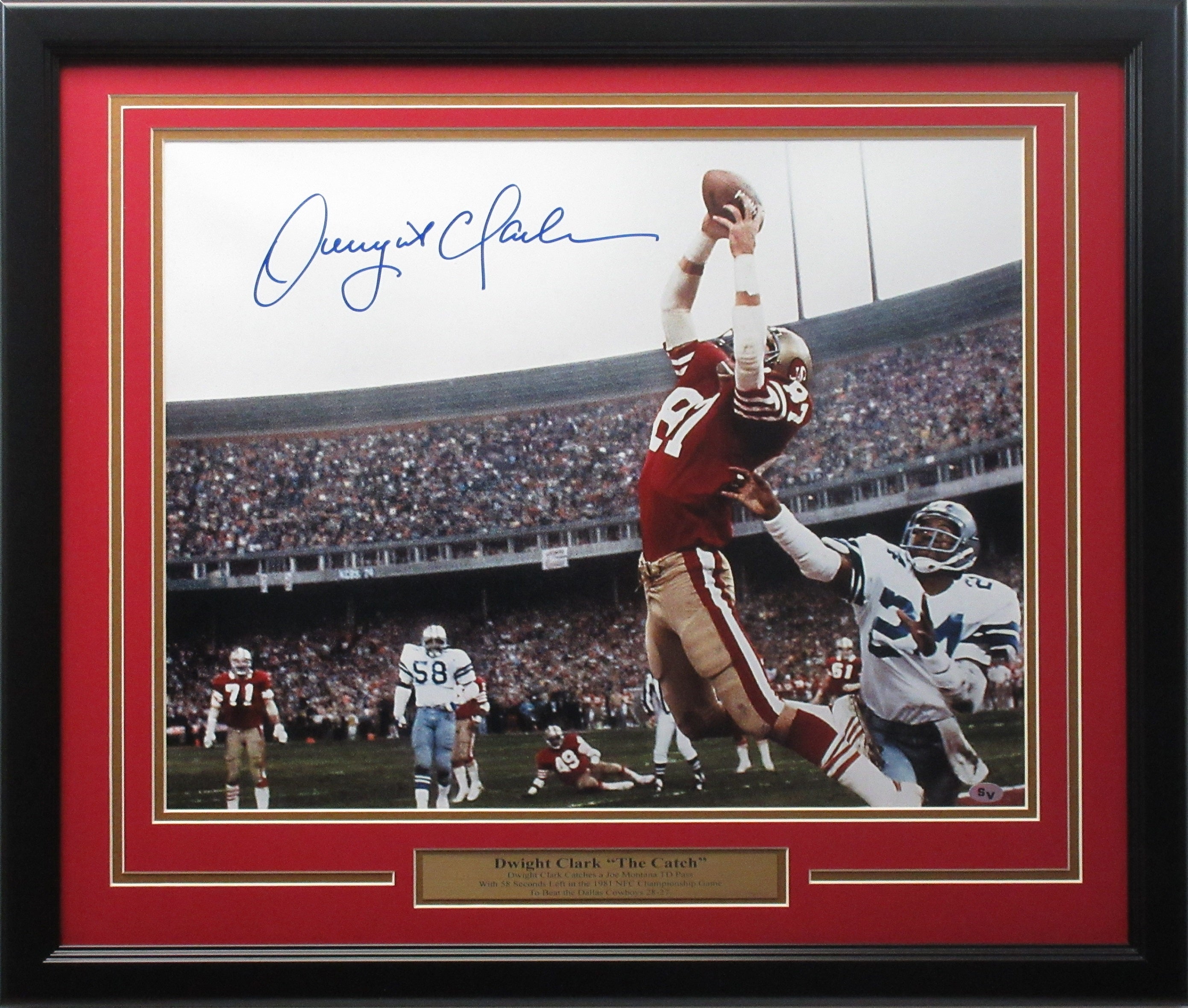 Dwight Clark Autographed 16x20 San Francisco 49ers 'The Catch' Photo Framed