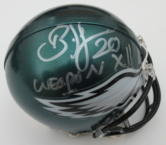 Brian Dawkins Philadelphia Eagles Autographed mini helmet inscribed "Weapon X!!