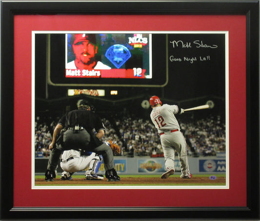 Matt Stairs Autographed 16x20 "Goodnight LA" Photo Framed