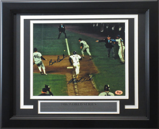 Bill Buckner & Mookie Wilson 1986 World Series 8x10 Photo Framed