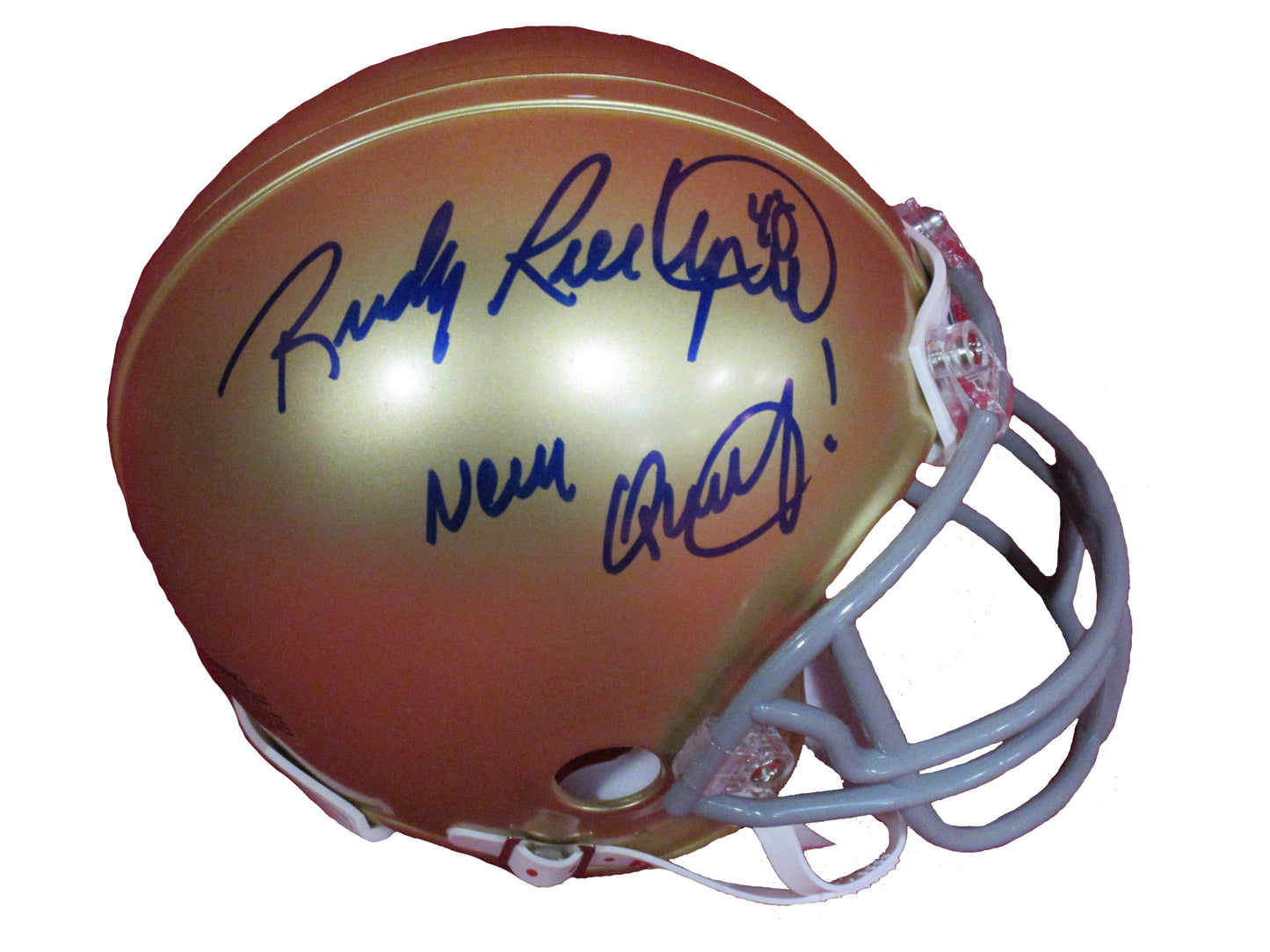 Rudy Ruettiger Notre Dame Autographed "Never Quit" Mini-Helmet