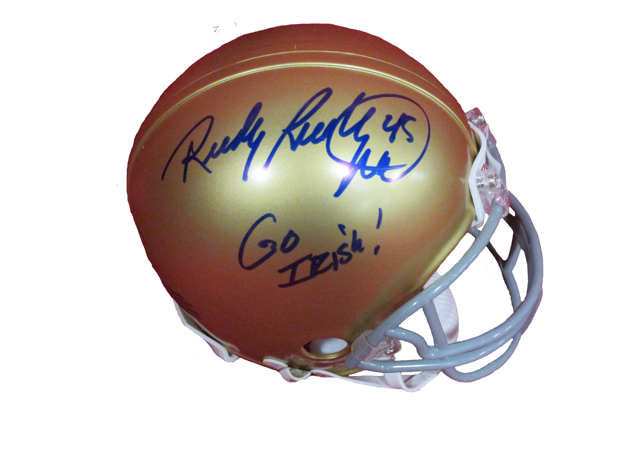 Rudy Ruettiger Notre Dame Autographed Inscribed "Go Irish" Mini Helmet