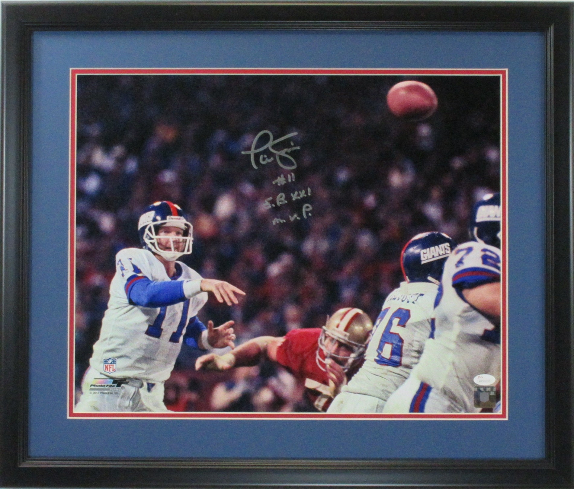 Phil Simms Autographed 16x20 New York Giants Photo Framed