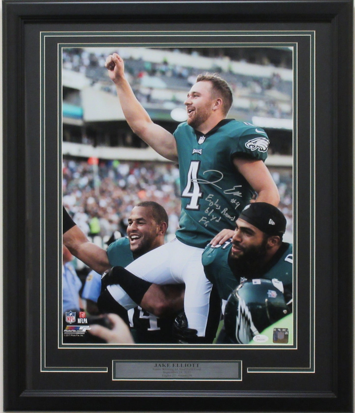 Jake Elliott Philadelphia Eagles 16x20 Autographed "Game Winner" Photo Framed