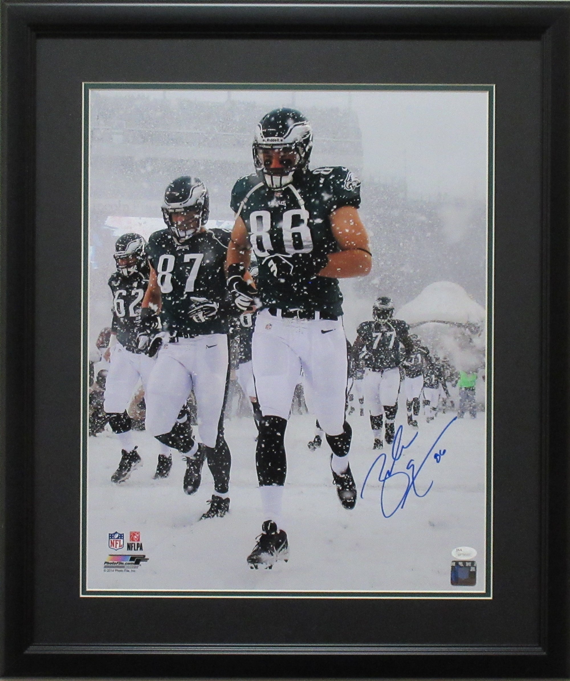 Zach Ertz 16x20 Autographed "Snow Bowl Entrance" photo framed JSA