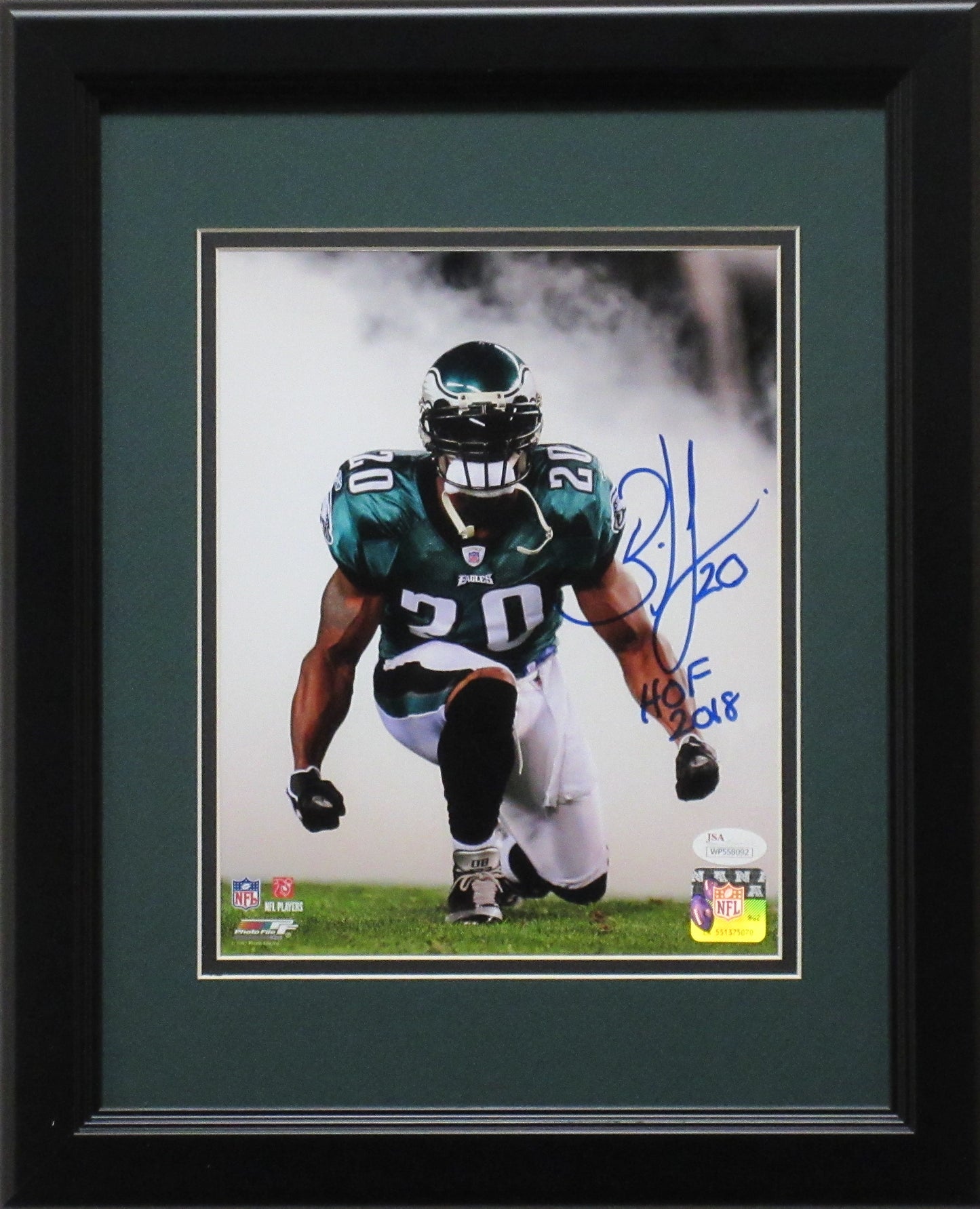 Brian Dawkins Philadelphia Eagles Autographed 8x10"Smoke" Photo HOF 2018 Photo Framed