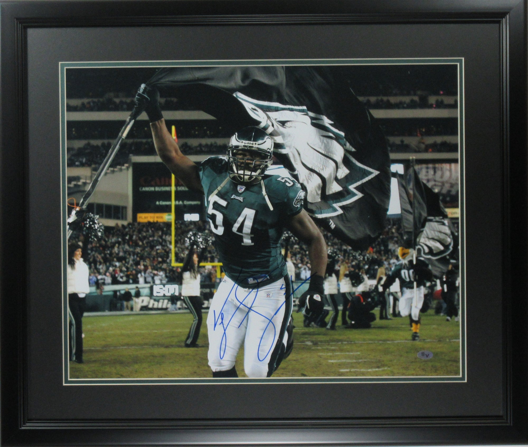 Jeremiah Trotter Philadelphia Eagles 16x20 Autographed "Flag" Photo Framed