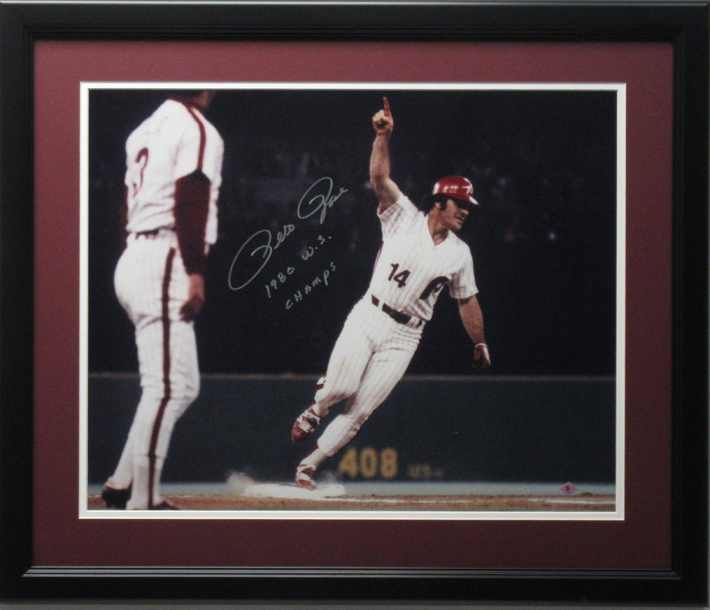 Pete Rose 16x20 Autographed Philadelphia Phillies "Point" Photo Framed