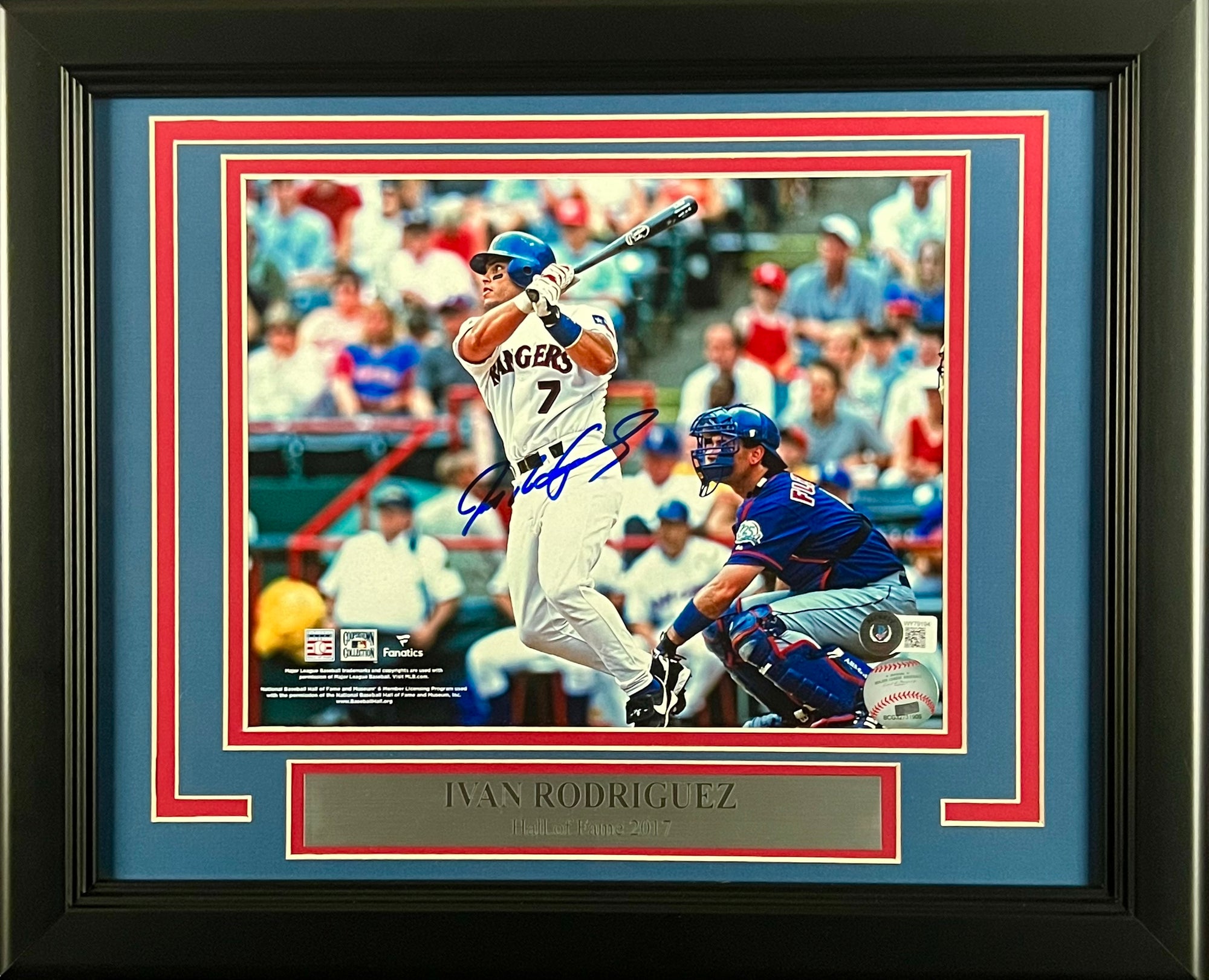 Ivan Rodriguez Texas Rangers Autographed 8x10 Photo Framed