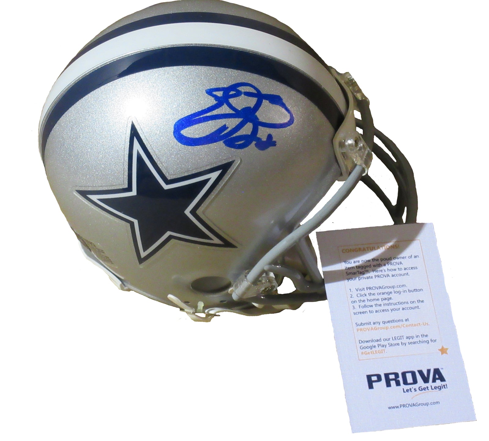 Emmitt Smith Signed Dallas Cowboys Mini Speed Replica Lunar Eclipse Helmet JSA