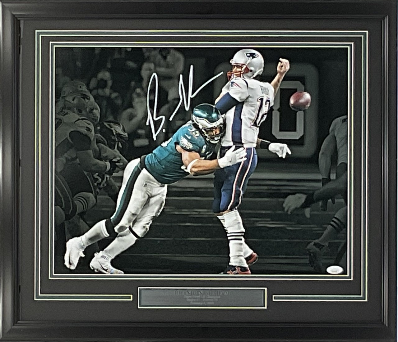Brandon Graham Signed Super Bowl LII Sacking Tom Brady Color