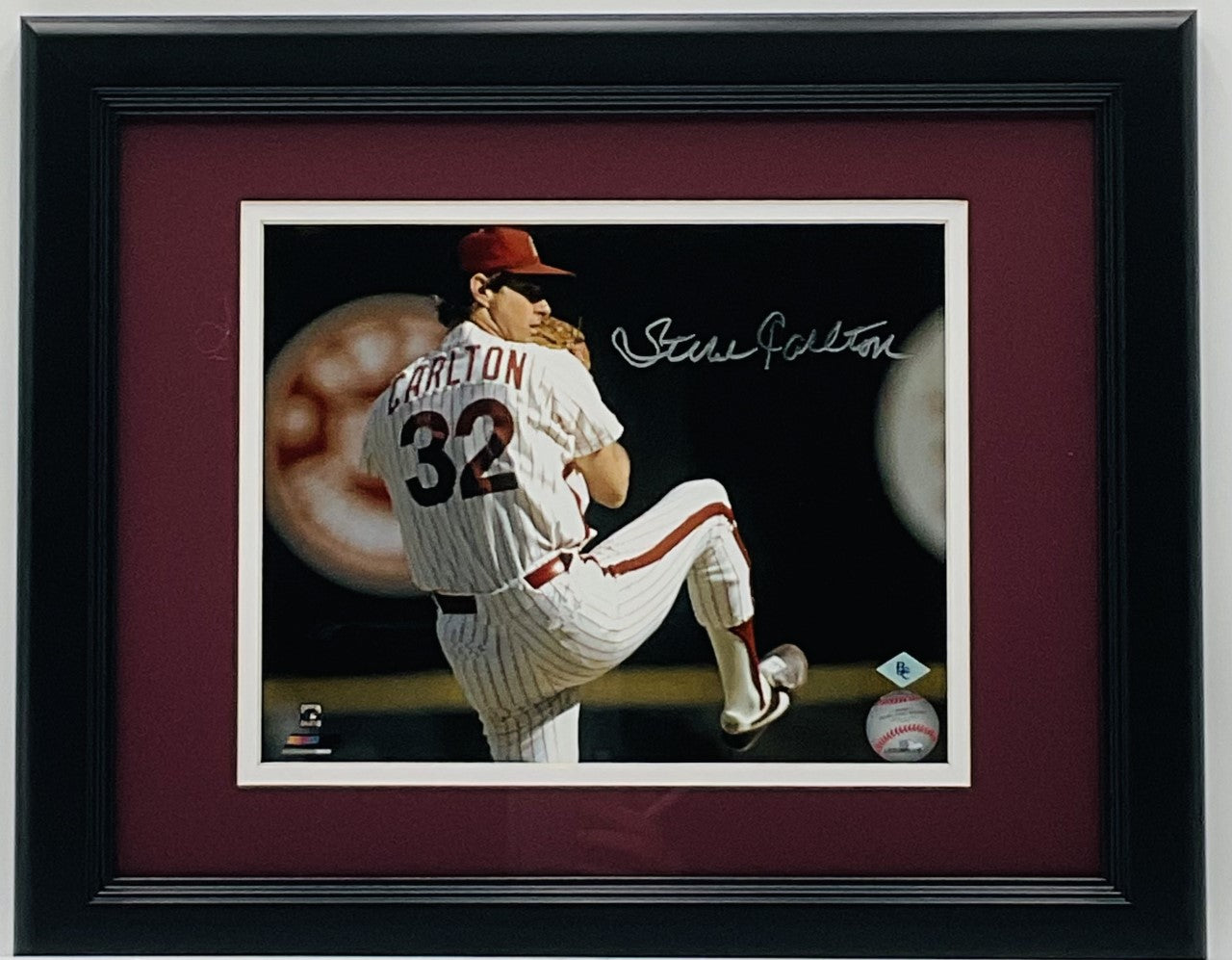 Steve Carlton Philadelphia Phillies Autographed 8x10 "Pinstripe" Photo Framed