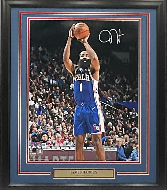 James Harden Philadelphia 76ers Autographed 16x20 Photo Framed