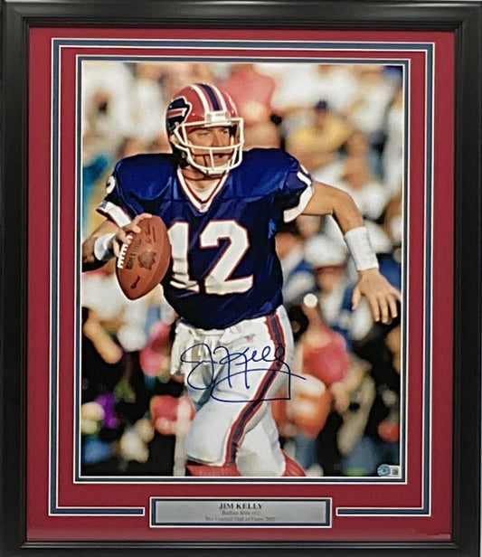 Jim Kelly Autographed 16x20 Buffalo Bills Photo Framed