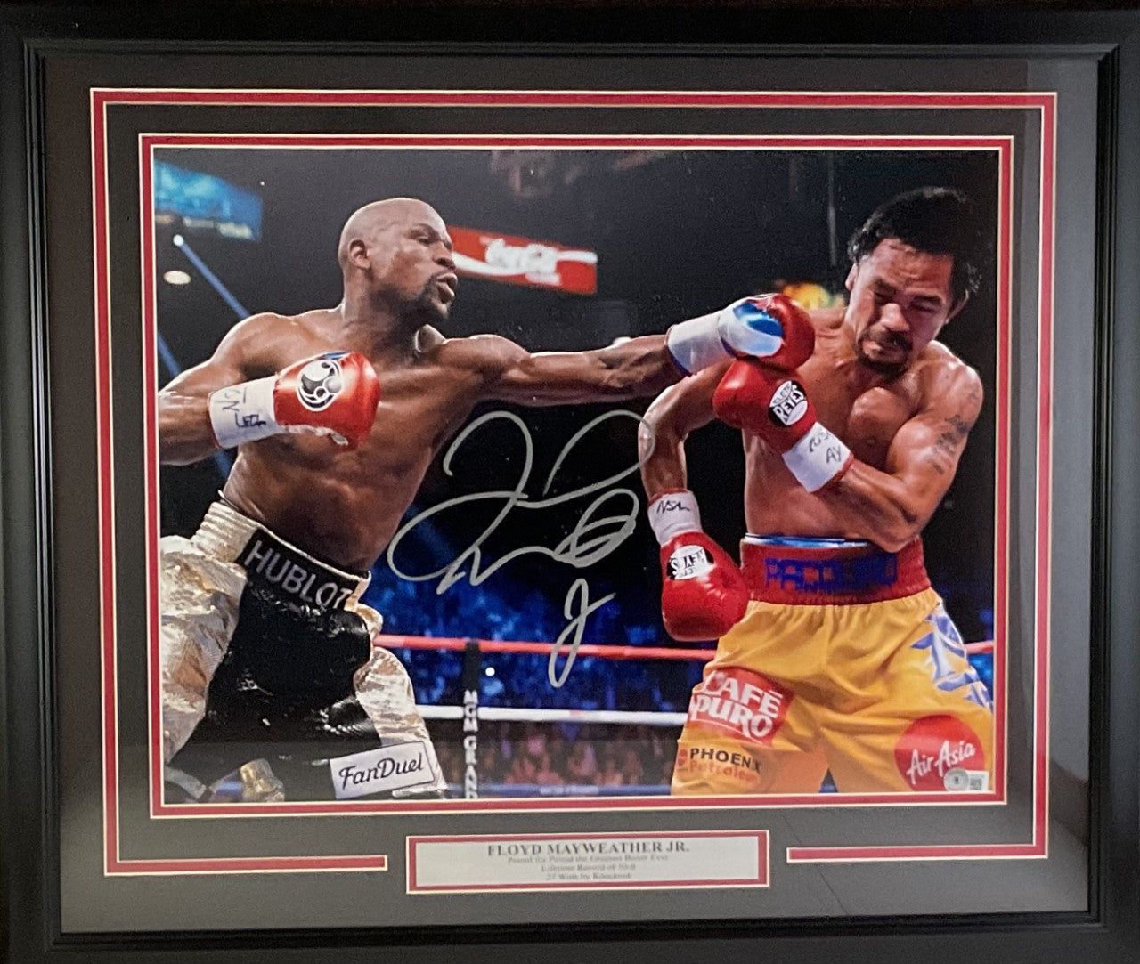 Floyd "Money" Mayweather vs. Pacquiao Autographed 16x20 Photo Framed