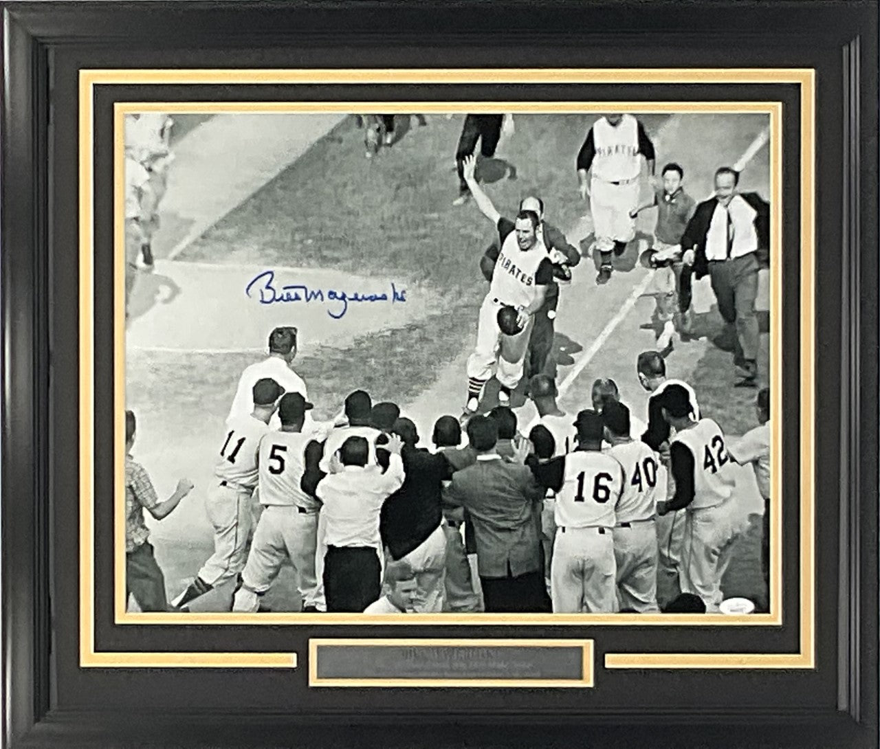Bill Mazeroski Autographed 16x20 Pittsburgh Pirates 1960 WS Champions Photo
