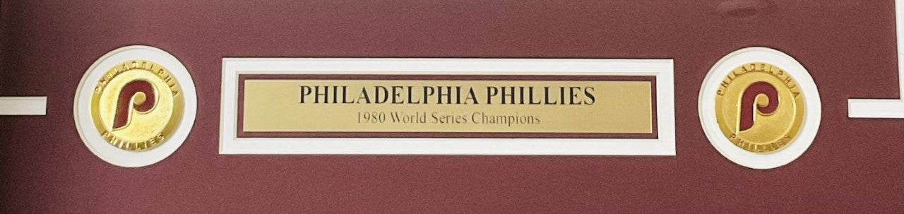 Philadelphia Phillies Autographed 1980 World Series Trophy 16x20 Photo Framed