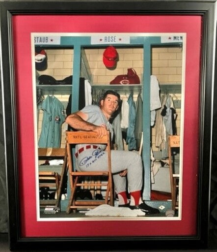 Pete Rose Cincinnati Reds Autographed 16x20 "All Star Locker" Photo Framed