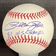 Pete Rose Philadelphia Phillies Autographed Baseball "80 WS Champs" JSA