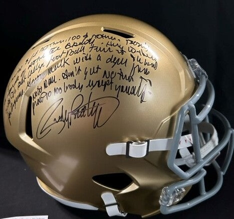 Rudy Ruettiger Autographed Notre Dame Helmet with 'Tunnel Story'