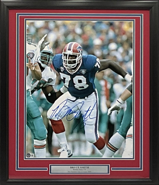 Bruce Smith Autographed 16x20 Buffalo Bills Photo Framed