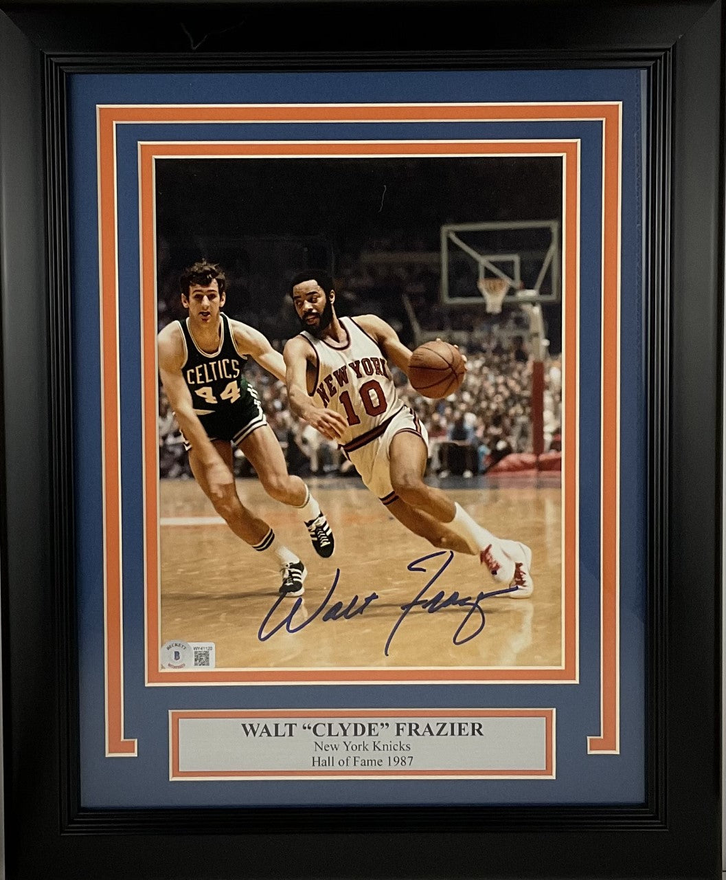 Walt Frazier Autographed Signed Framed New York Knicks Jersey